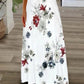 Floral Print Short Sleeve Lace Patch Maxi Dress
