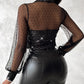 Dot Sheer Mesh Yoke Sequins Top
