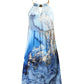 Marble Print Metal Halter Sleeveless Casual Dress