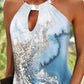 Marble Print Metal Halter Sleeveless Casual Dress