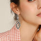 1Pair Rhombus Rhinestone Drop Earrings