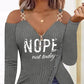 Letter Print Zip Detail Cold Shoulder Top
