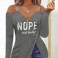 Letter Print Zip Detail Cold Shoulder Top