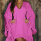 Ruffle Hem Bell Sleeve Casual Dress