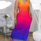 Ombre Tie Dye Print Sleeveless Maxi Dress