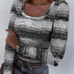 Ombre U Neck Long Sleeve Top