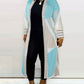 Plus Size Geometric Print Open Front Longline Coat
