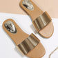 Bronze Wide Strap Trendy Comfort Outdoor Slippers