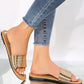Bronze Wide Strap Trendy Comfort Outdoor Slippers