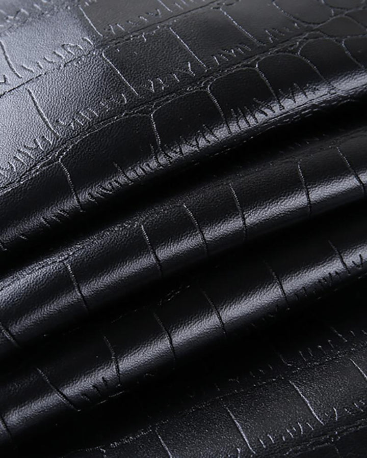 Croc Embossed Zipper Design High Waist Pants