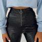 Croc Embossed Zipper Design High Waist Pants