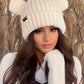Cuffed Knit Winter Warm Beanie Hat With Bear Ears