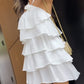 Rose Detail Halter Ruffles Layered Mini Dress