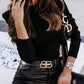 Flutter Long Sleeve O Neck Knit Top
