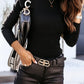 Flutter Long Sleeve O Neck Knit Top