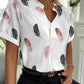 Feather Print Short Sleeve Casual Top