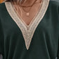 Lace Trim V Neck Long Sleeve Top