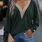Lace Trim V Neck Long Sleeve Top