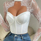 Eyelash Lace Patch Fishbone Corset Top