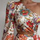 Puff Lantern Sleeve Floral Print Cutout One Shoulder Dress