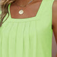 Square Neck Sleeveless Ruched Tank Top