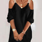 Chain Decor Cold Shoulder Casual Dress