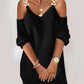 Chain Decor Cold Shoulder Casual Dress