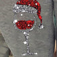 1Pair Christmas Wine Glass Print Colorblock Crew Socks