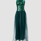 Multi way Wear Sleeveless Sequin Dress With Sheer Mesh Skirt