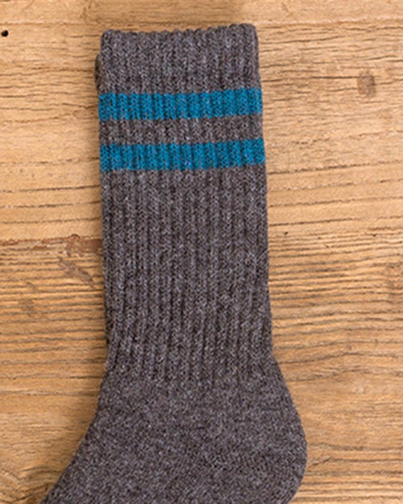 1Pair Striped Lined Winter Thermal Crew Socks