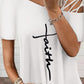 Cold Shoulder Lace up Faith Print Top