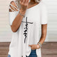 Cold Shoulder Lace up Faith Print Top