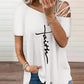 Cold Shoulder Lace up Faith Print Top