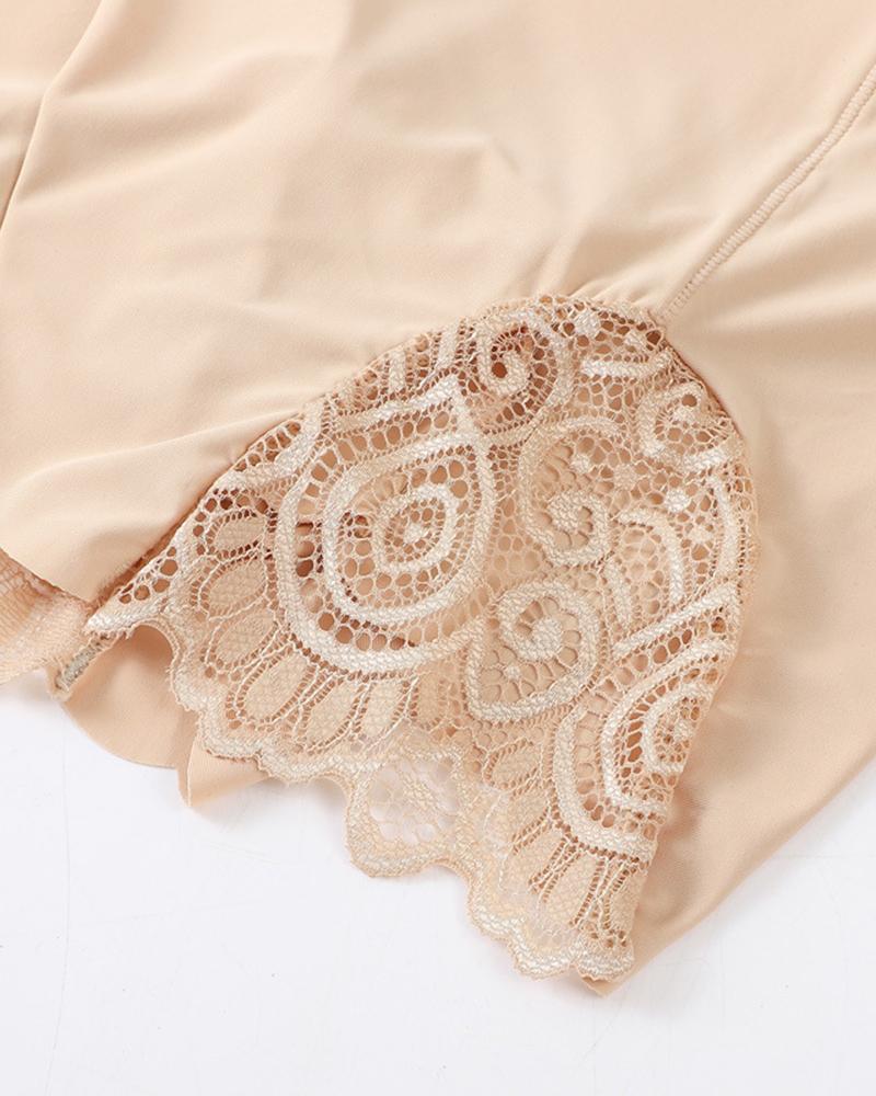 Lace Patch Seamless Boy Shorts Panty