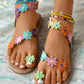 Floral Pattern Toe Ring Sandals
