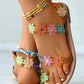 Floral Pattern Toe Ring Sandals