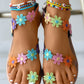 Floral Pattern Toe Ring Sandals