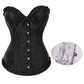Baroque Pattern Tummy Control Overbust Boned Bustier Corset Eyelet Lace up Shapewear Top