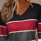 Colorblock Striped Long Sleeve Casual Top