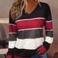 Colorblock Striped Long Sleeve Casual Top