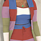 Plus Size Striped Colorblock Cami Top & Pants Set With Coat