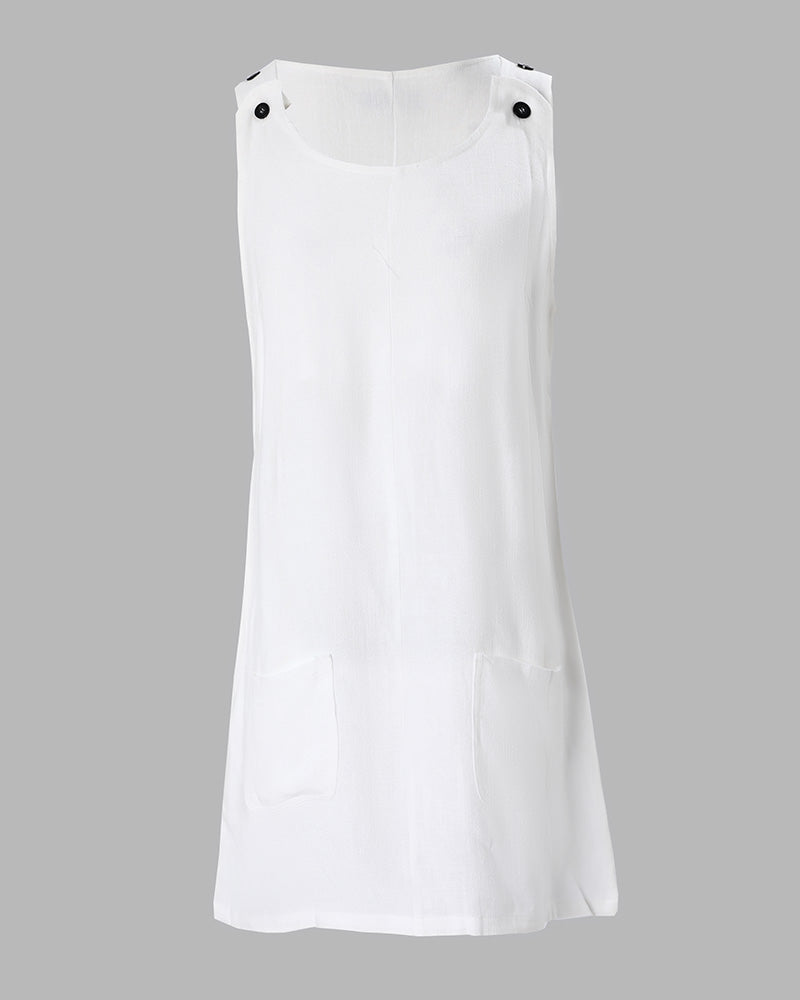Pocket Detail Sleeveless Casual Dress