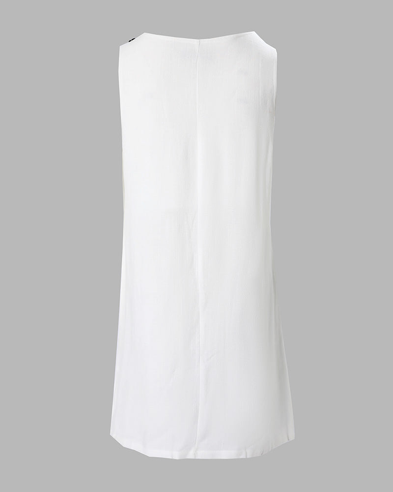 Pocket Detail Sleeveless Casual Dress