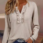 Frill Hem Buttoned Long Sleeve Top