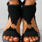 Braided Knit O Ring Cutout Platform Sandals