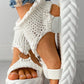 Braided Knit O Ring Cutout Platform Sandals