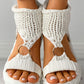 Braided Knit O Ring Cutout Platform Sandals