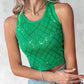 Argyle Pattern Contrast Sequin Knit Tank Top
