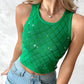 Argyle Pattern Contrast Sequin Knit Tank Top