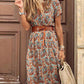 Floral Print Short Sleeve Loose Boho Dress
